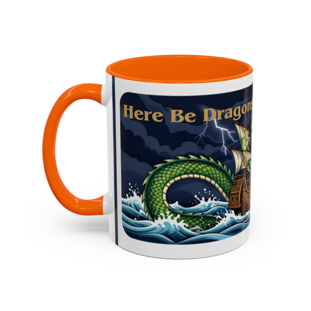 Green Dragon "Here Be Dragons" Fantasy Coffee Mug