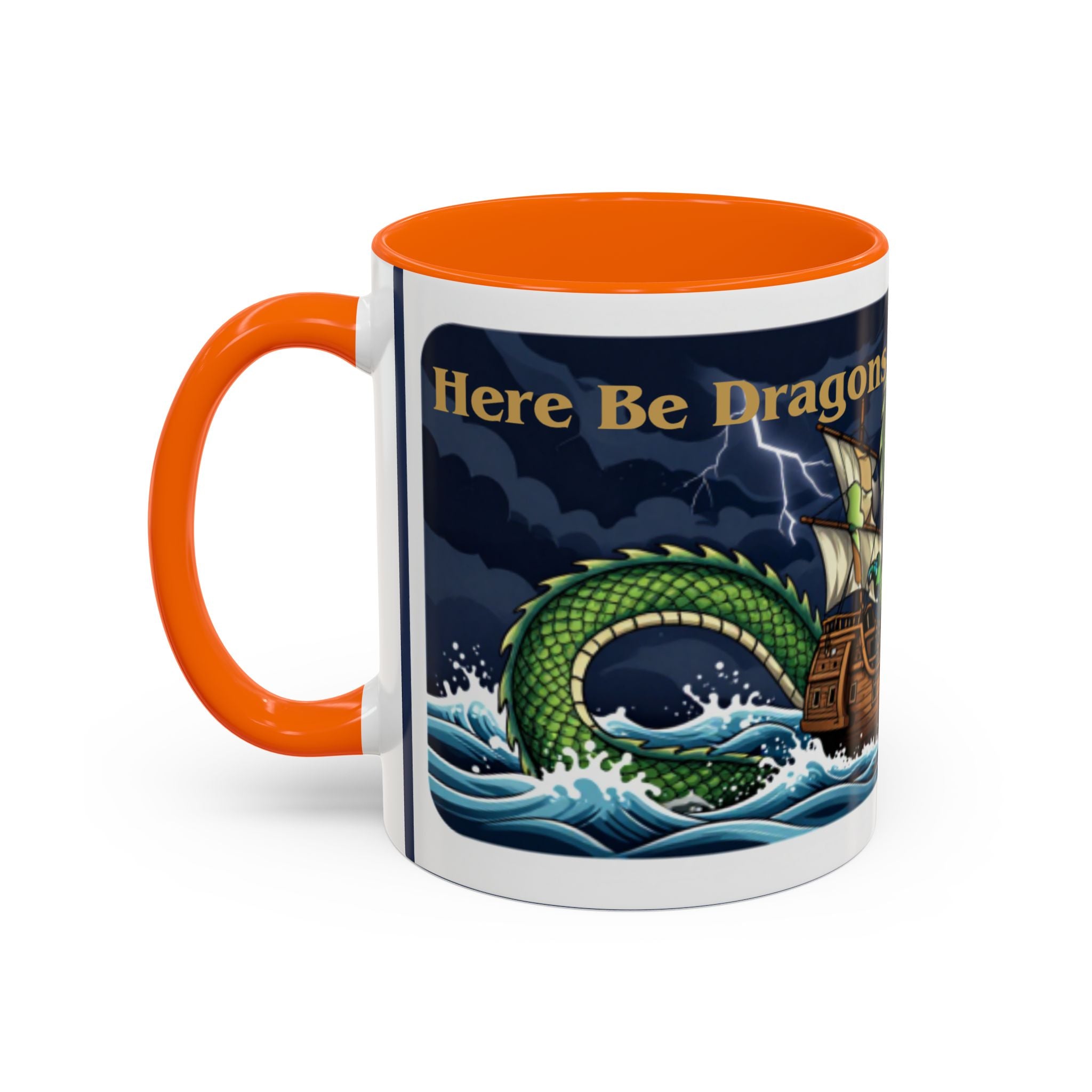 Green Dragon "Here Be Dragons" Fantasy Coffee Mug