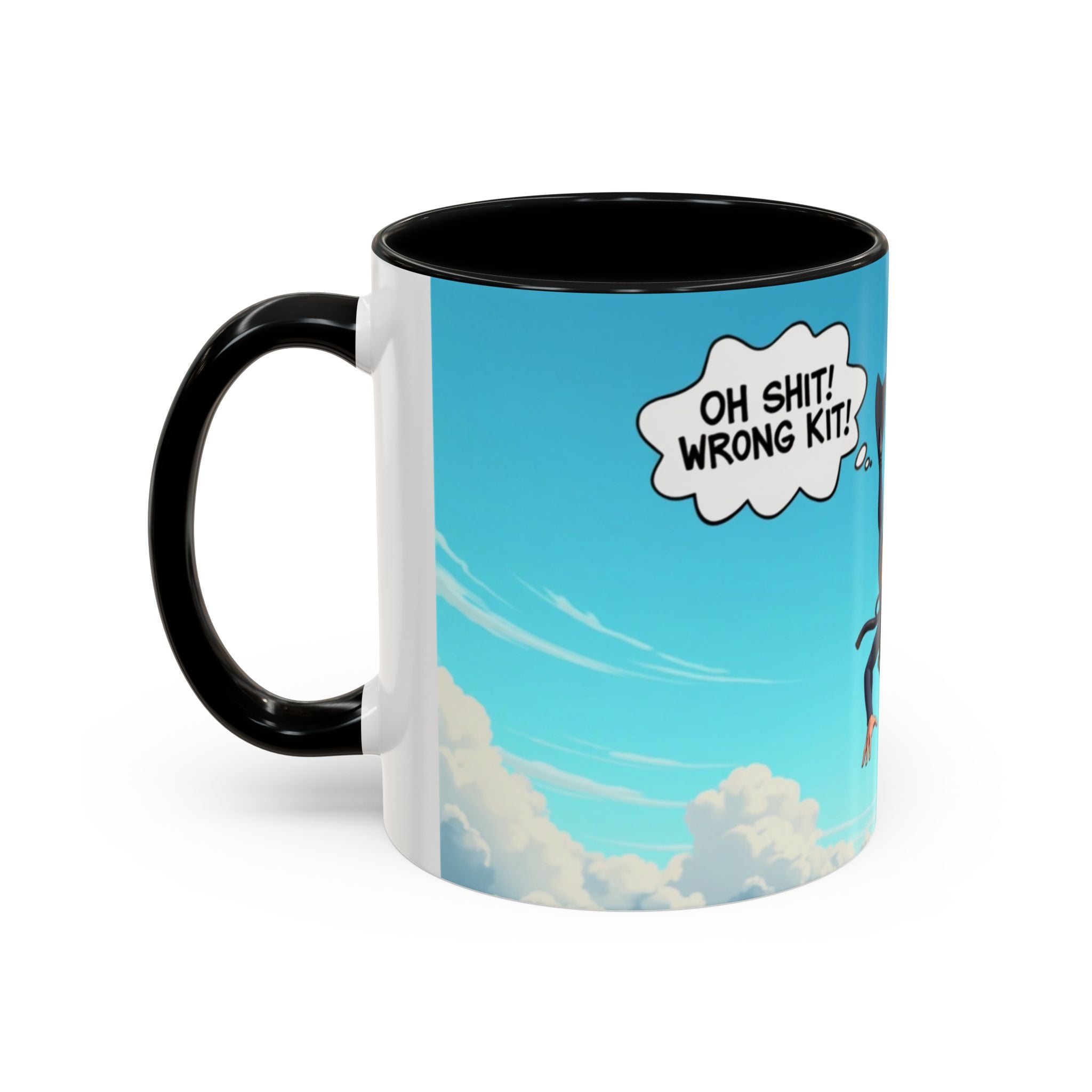 Skydiver Coffee Mug — Funny "Oh Shit! Wrong Kit!" Aviation Mug