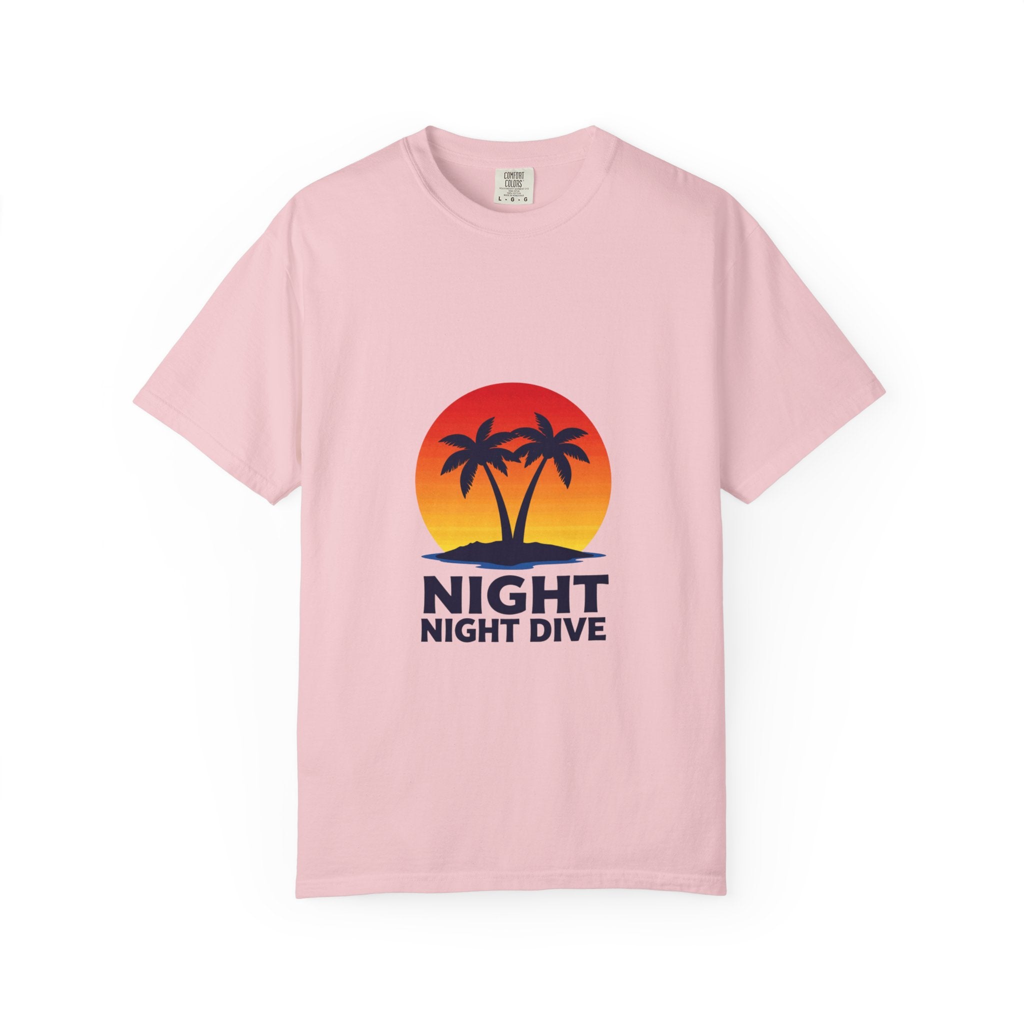 Night Dive Palm Beach T-Shirt — Retro Sunset Tropical Tee