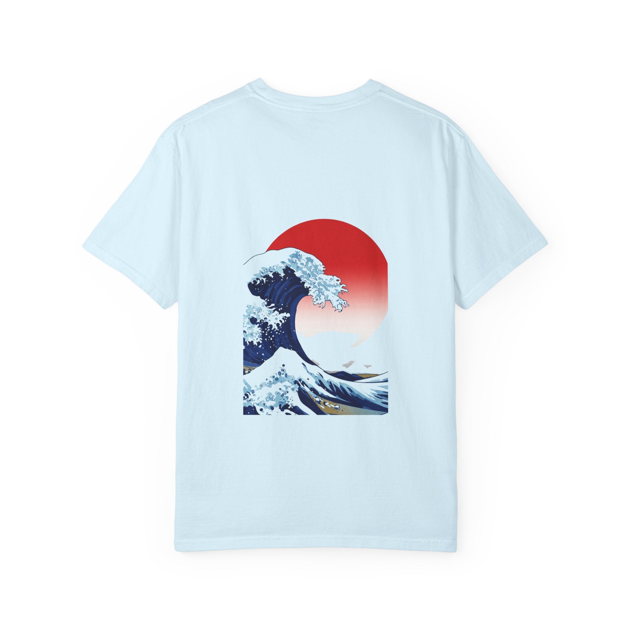 Great Wave Crewneck Sweatshirt — Japanese Wave Graphic with Red Sun