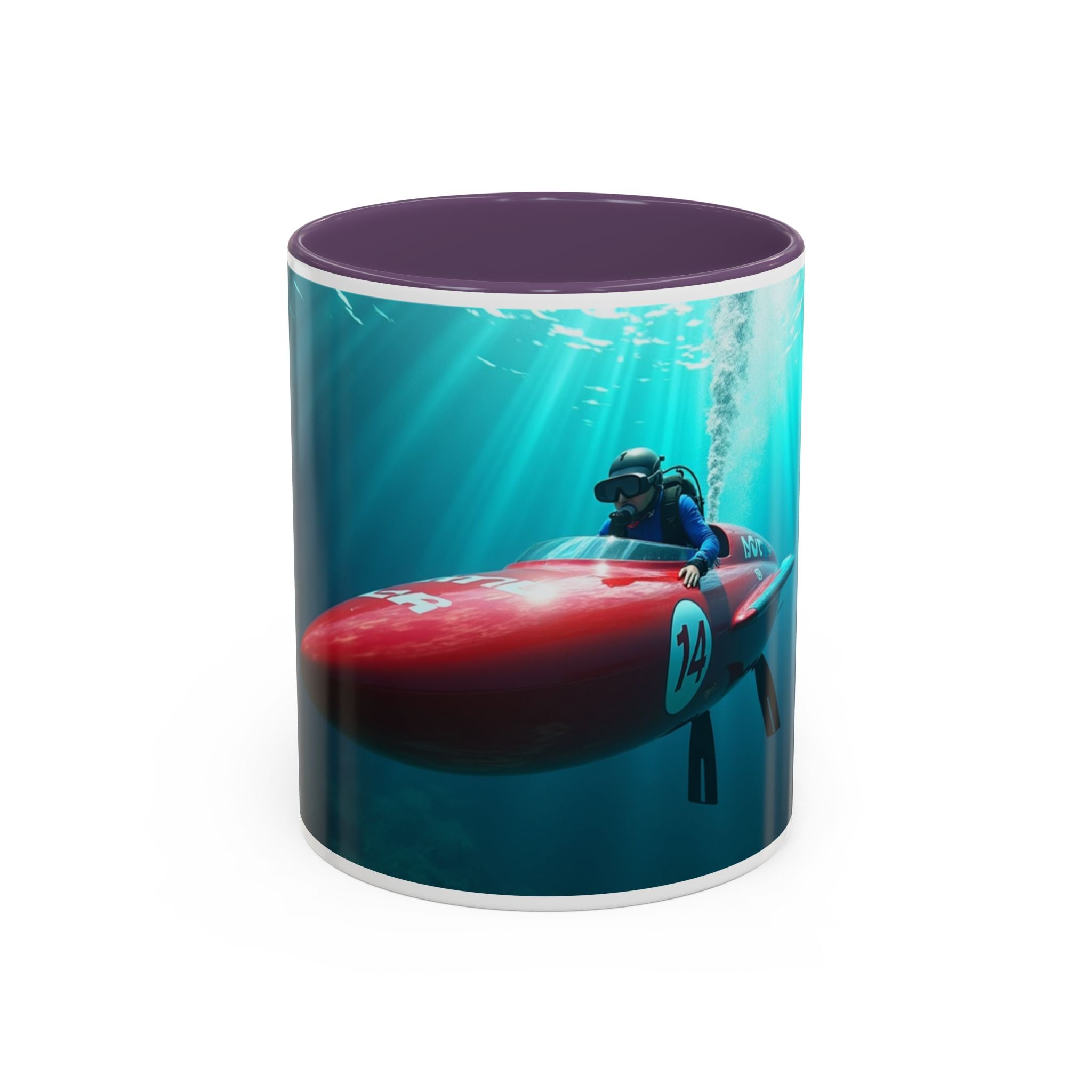 Scooter Racer Coffee Mug — Underwater Sea Scooter Racing Design (11/15oz)
