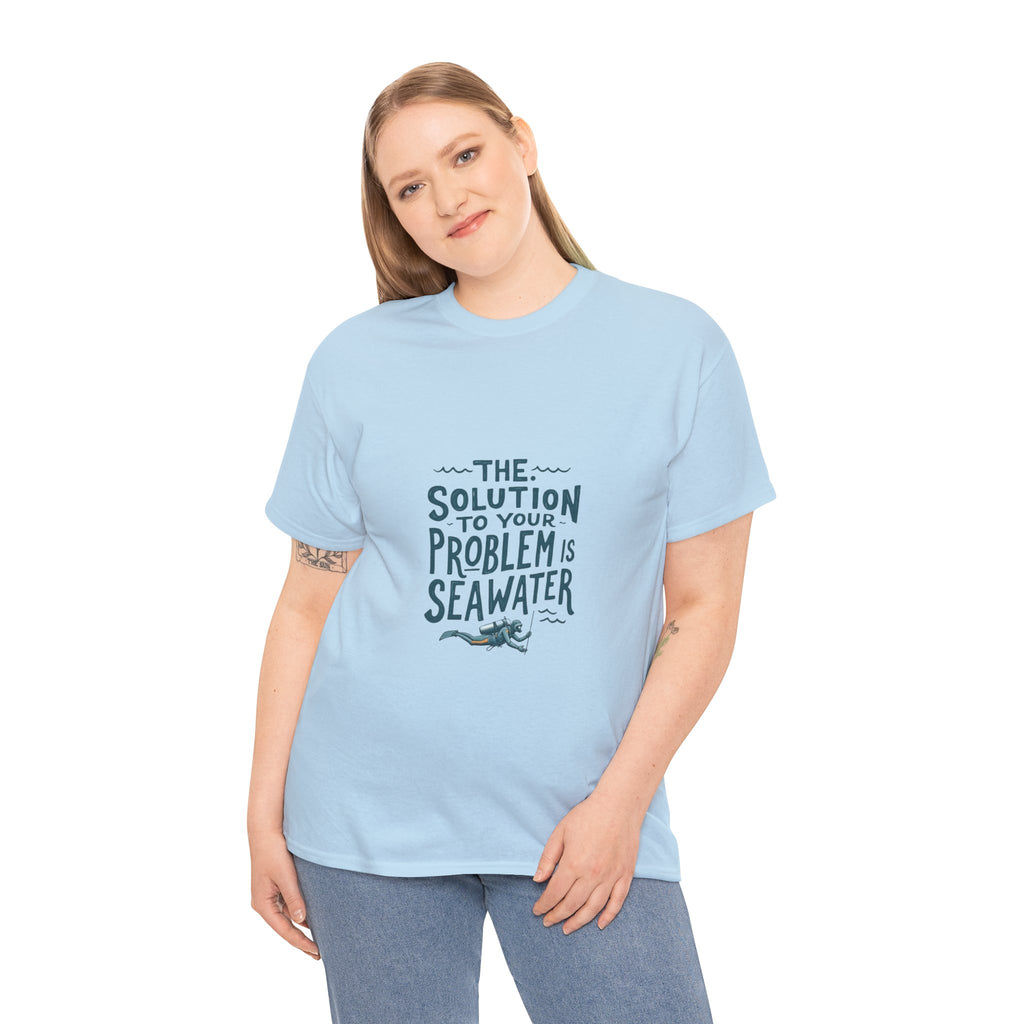 Sea Therapy T-Shirt — "The Solution to Your Problem is Seawater" Ocean Quote Tee