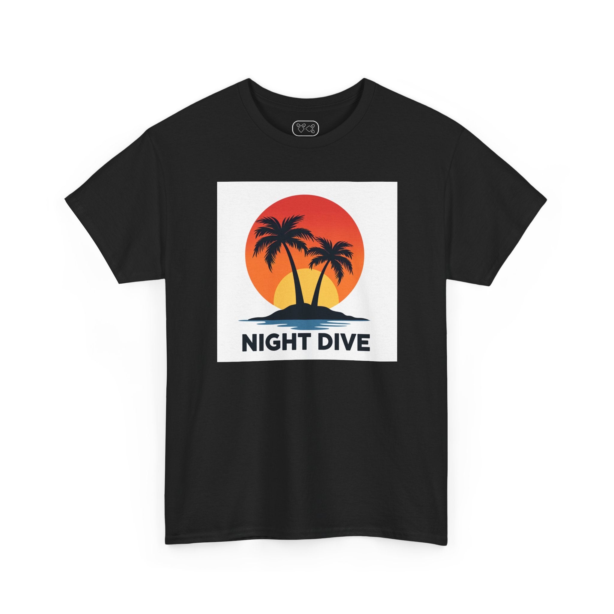 Night Dive Palm Beach T-Shirt — Retro Sunset Tropical Tee