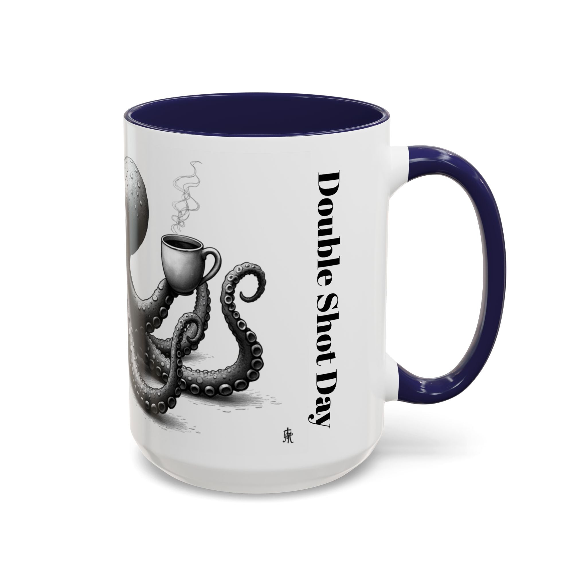 Octopus Coffee Mug — "Double Shot Day" Accent Ceramic Mug (11/15oz)
