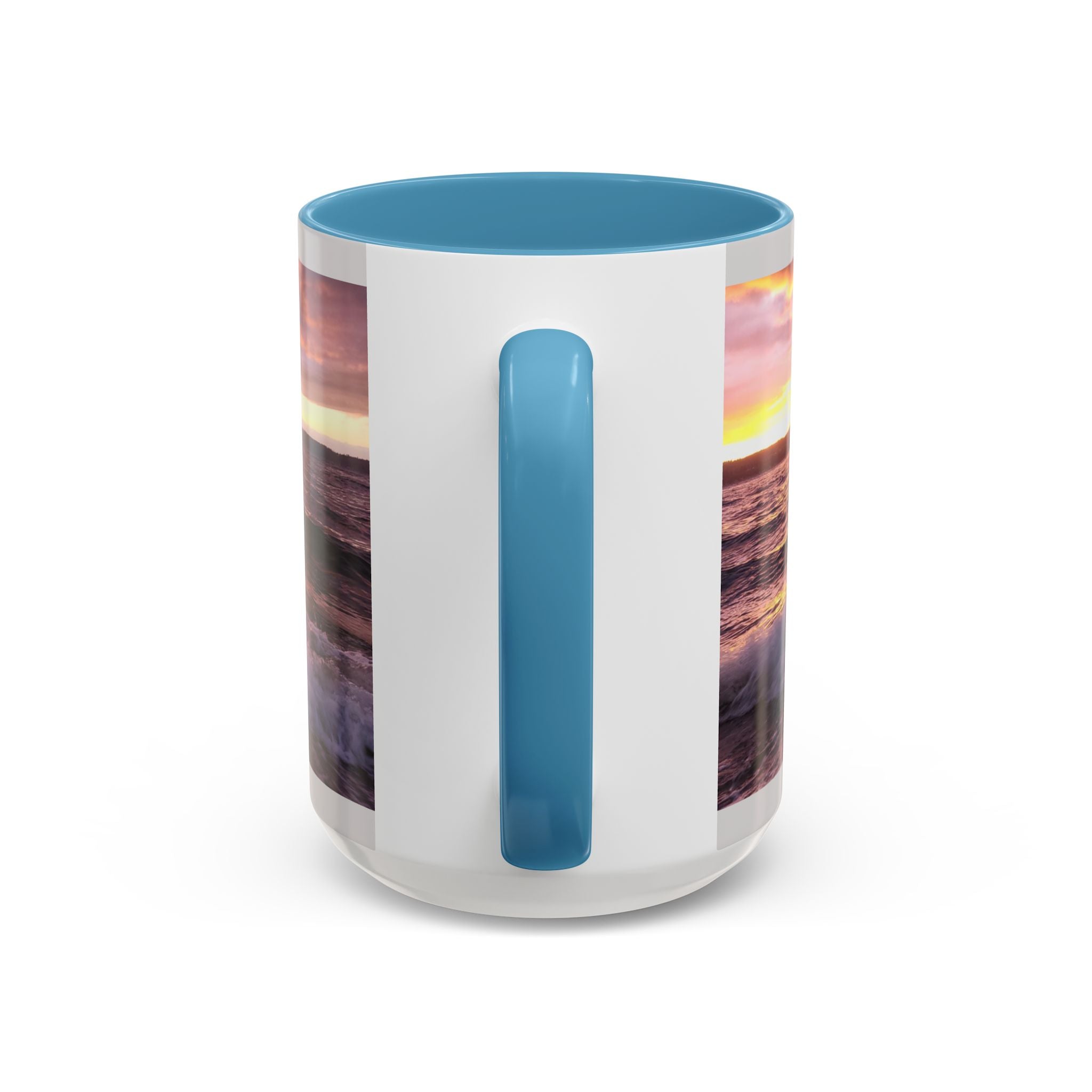 Sunset Ocean Accent Coffee Mug — Seaside Waves Sunrise Photo (11/15oz)