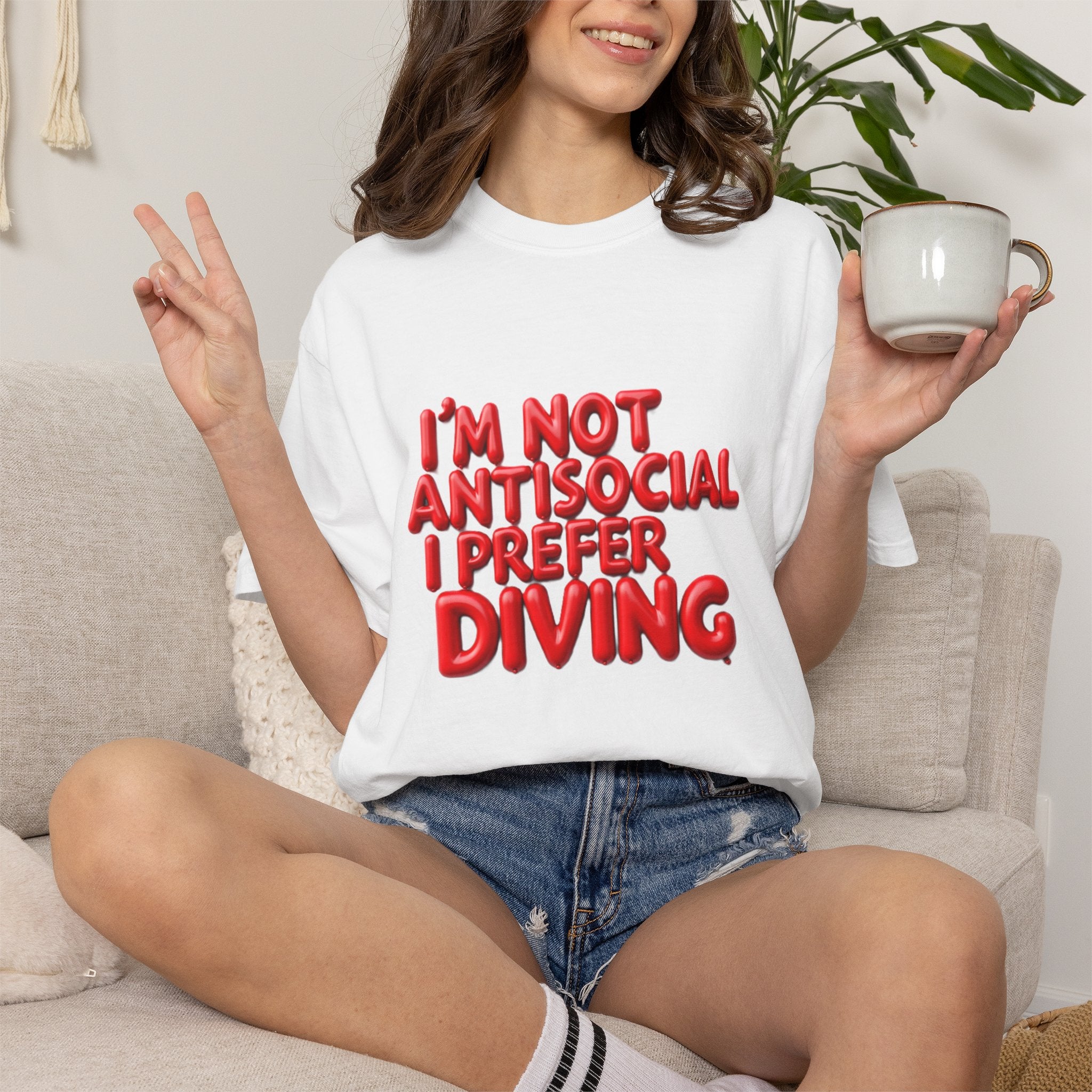 Diving T-Shirt – "I'm Not Antisocial I Prefer Diving" Graphic Tee