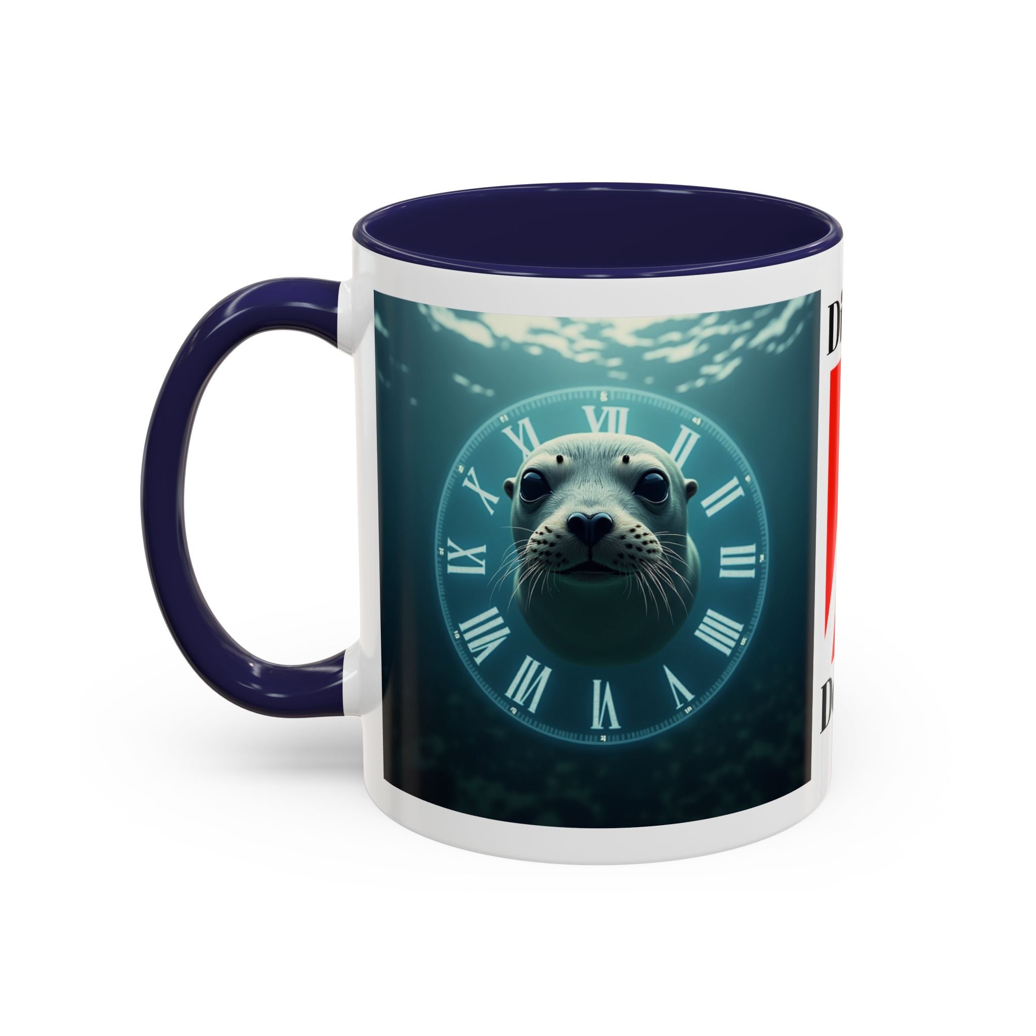 Seal Clock Accent Coffee Mug — Nautical Ocean Animal Coffee Cup (11/15 oz)
