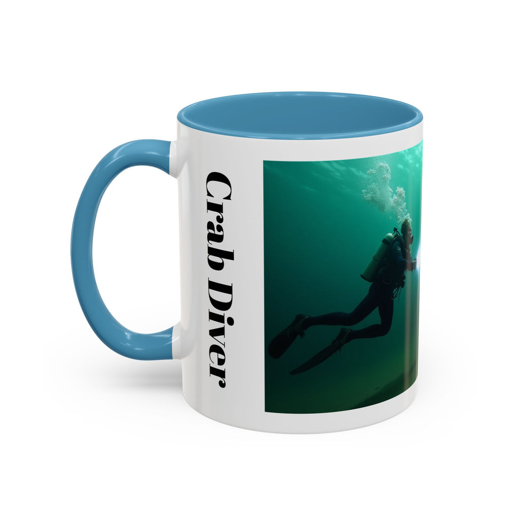 Crab Diver Accent Coffee Mug — Underwater Scuba Scene (11/15oz)