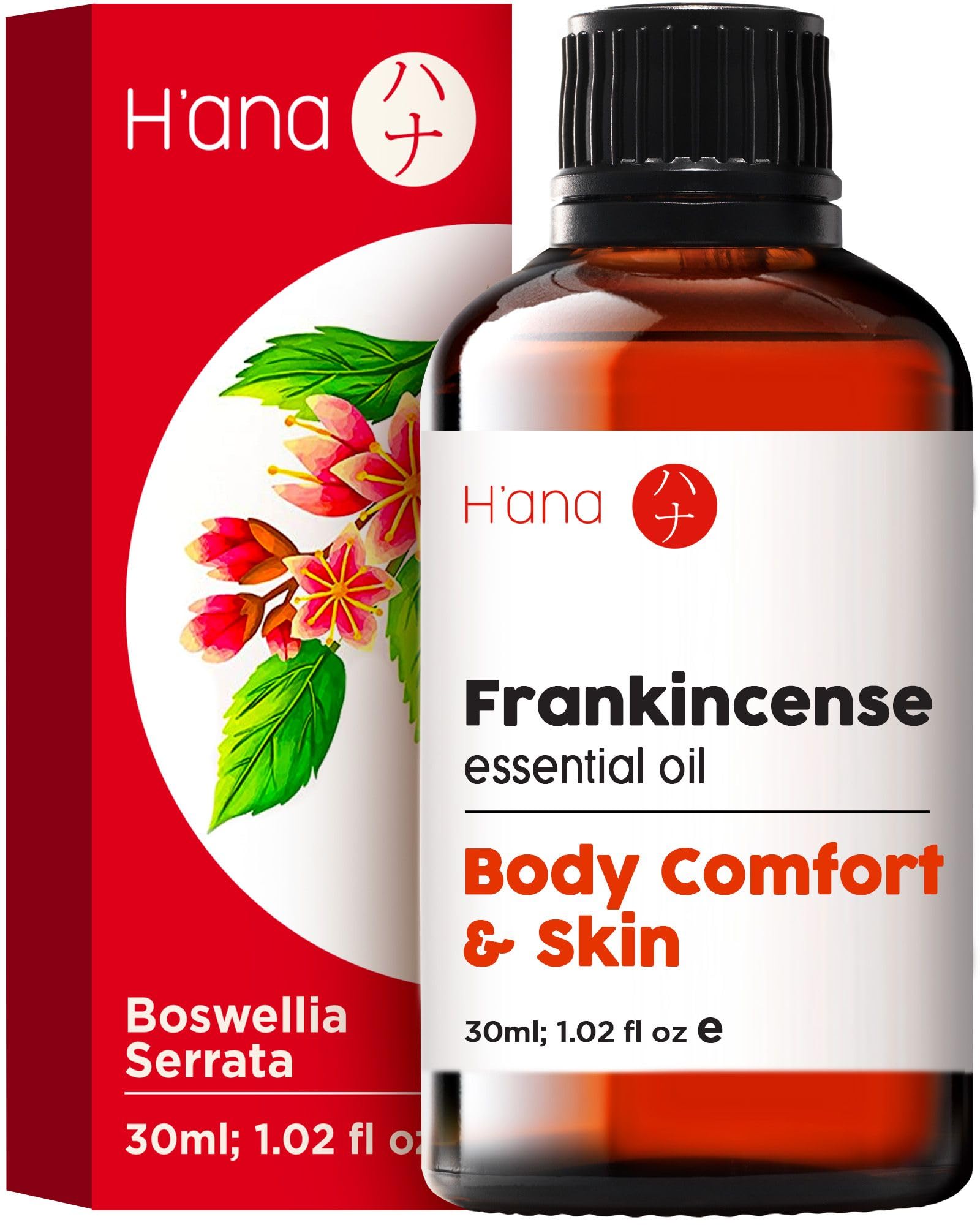 H’ana Frankincense Essential Oil - 100% Natural Frankincense Oil for Skin - Frankincense Oil for Face & Diffuser (1 fl oz)
