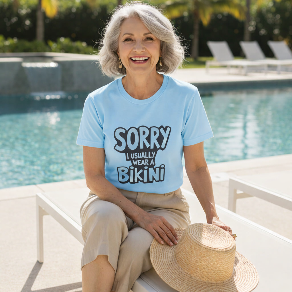 "Sorry I Usually Wear Bikini" Graphic Tee - Funny Beach Lover T-Shirt