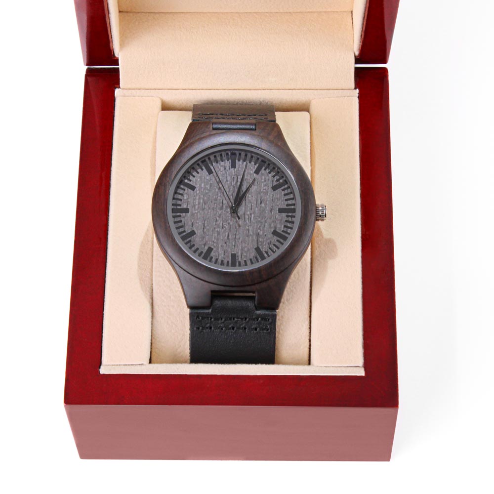 Engraved Sandalwood Watch – Japanese Quartz with Leather Strap