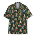 Frog and Mushroom Hawaiian Shirts for Women Men Frog Playing Banjo Shirt Mushroom Button Up Holiday Beach Shirt