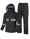 Ubon Waterproof Rain Suits for Men Including Jackets and Pants Lightweight Rain Gear for Golf Hiking Fishing 2 Pieces Hi-vis Black Large