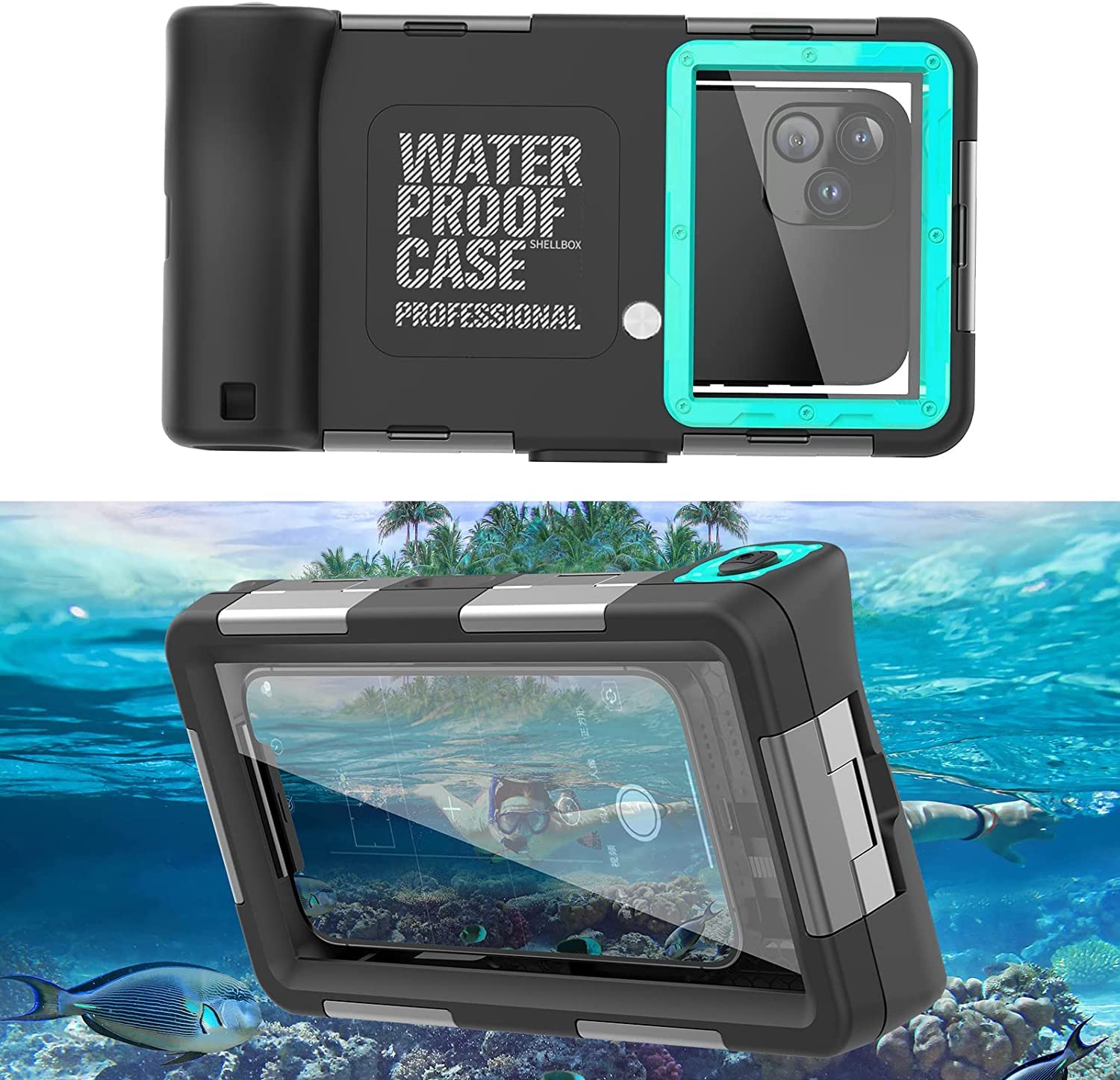 Universal Diving Underwater Phone Case for All Apple iPhone/Samsung Galaxy/Google Pixel Series15M/50ft Underwater Photography for Snorkeling Photo Video (Black/Blue)