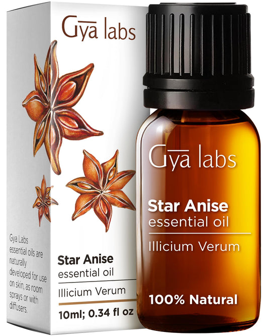 Gya Labs Star Anise Essential Oil for Skin - Star Anise Essential Oil Diffuser - Anise Oil Essential Oil for Hair Candle Making DIY & Aromatherapy - Sweet Spicy Scent - (0.34 Fl Oz)