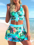 Conservative Large Print Split Swimwear Skirt