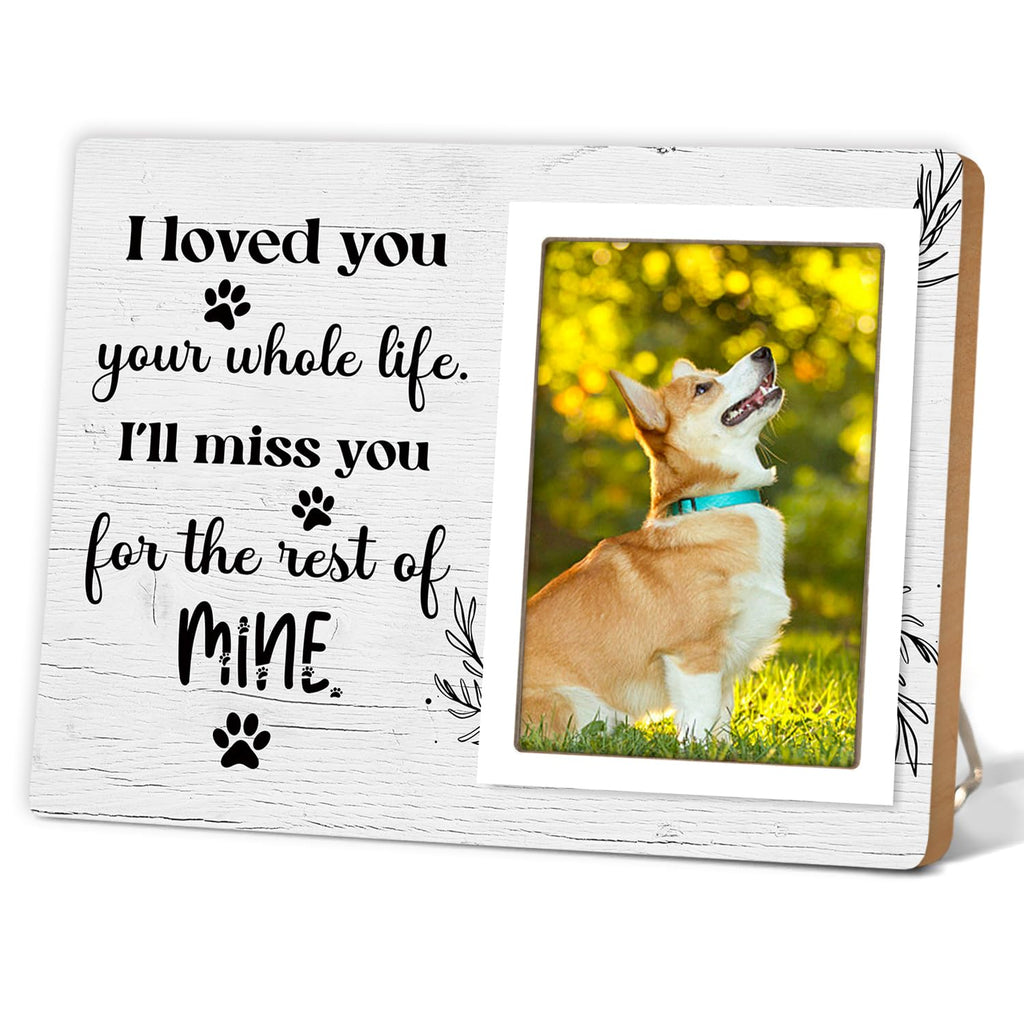 Itsoly Pet Memorial Wood Picture Frame | "I Love You Your Whole Life" Dog Loss Gift