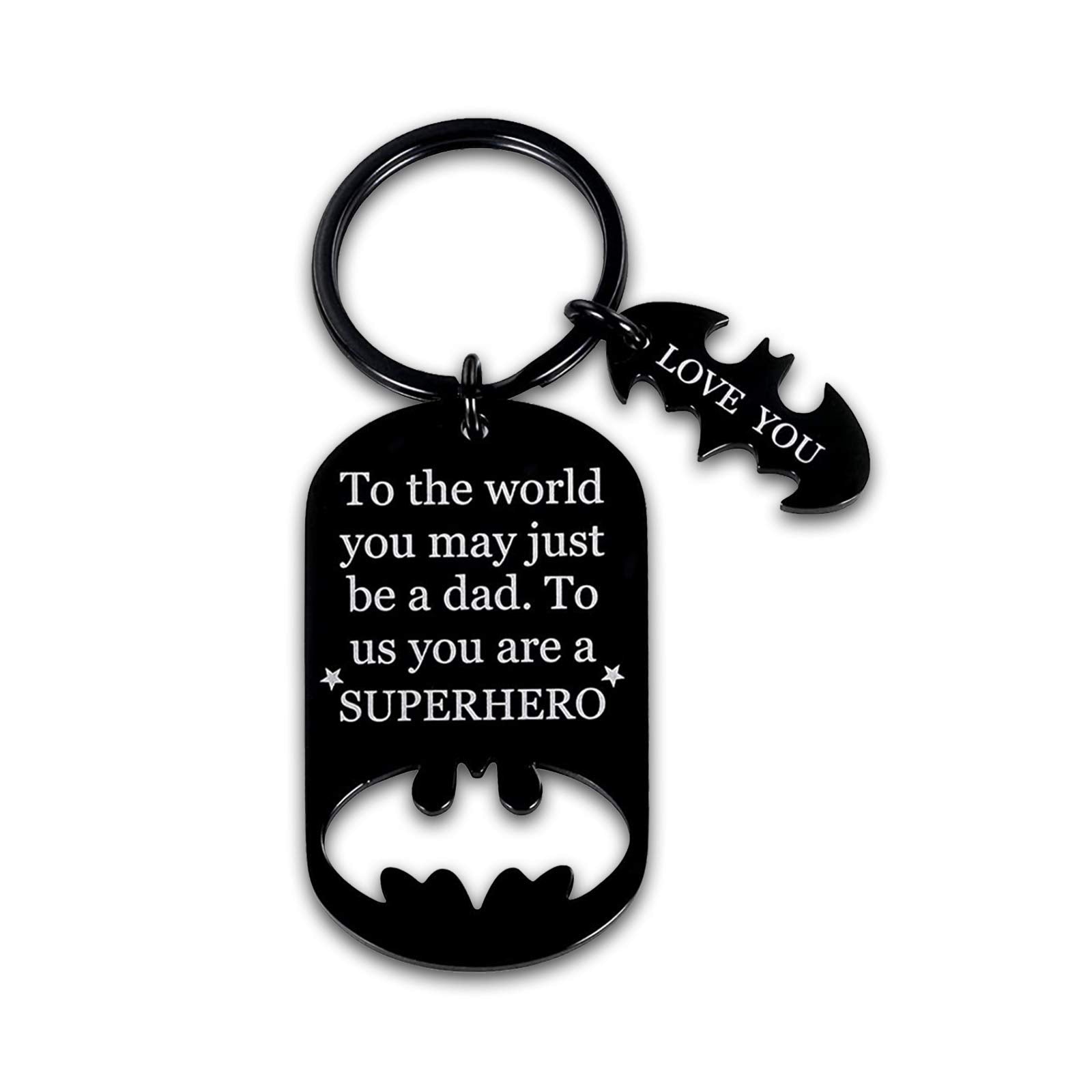 OUMILAN Dad Keychain Gift | "World's Superhero" Batman Father's Day Keyring