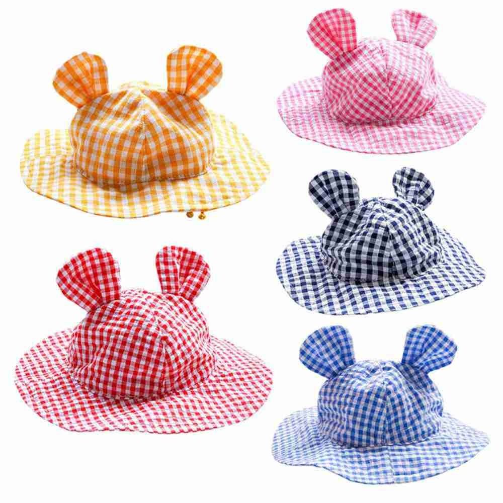 Adjustable Pet Dog Hat - Cute Checkered Summer Cap