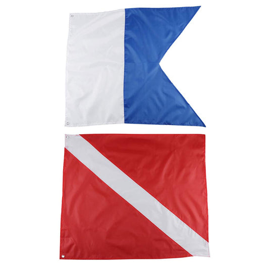 Seafard Dive Flags 2 Pack Scuba International Diver Flag (20x24inch) Polyester Alpha Flag Boat Marker Flag for Snorkeling Diving Underwater Activities