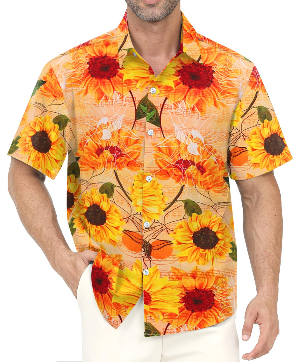 Hawaiian Shirt for Men - Mens Hawaiian Button Down Shirts Floral Shirts Printed Casual Short Sleeves