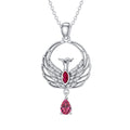 Phoenix Birthstone Necklace — July Ruby | Rebirth Pendant Gift for Women