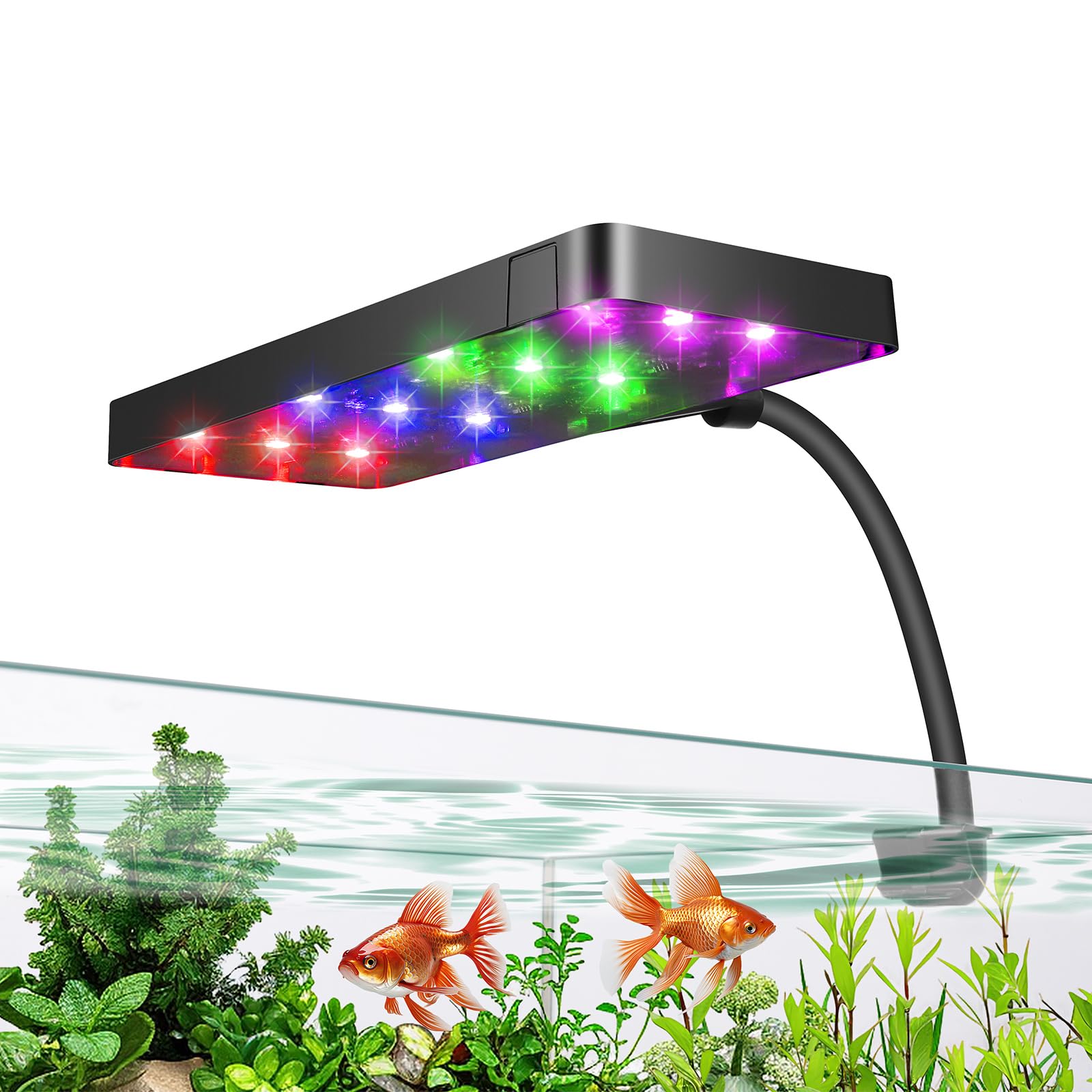 JEREPET Smart 9W Aquarium LED Nano Clip Light – RGB Full Spectrum, App Control