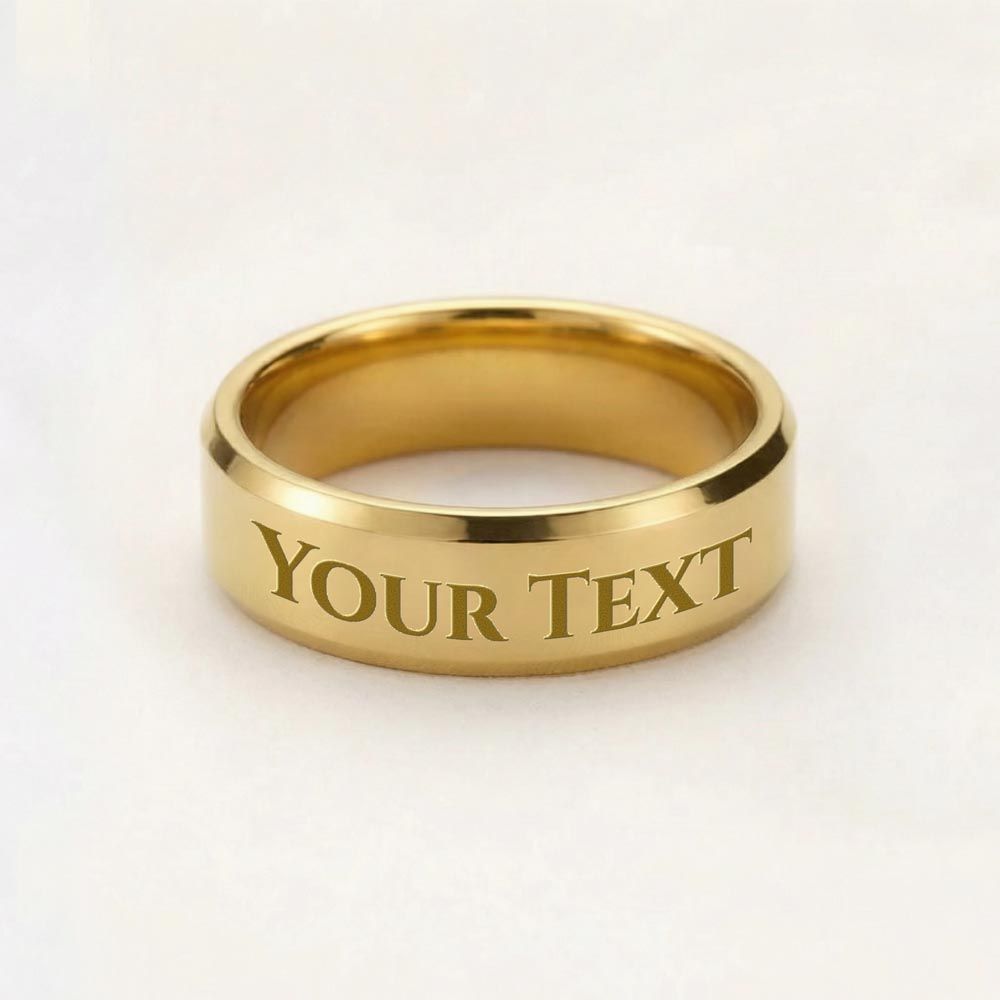 Custom Engraved Men’s Ring — Personalized Band in Steel, Gold & Black