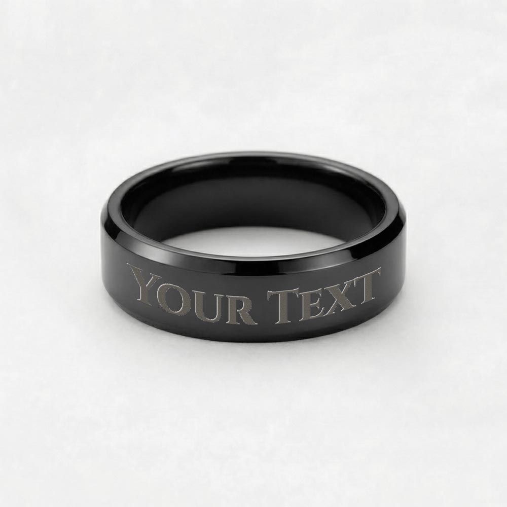 Custom Engraved Men’s Ring — Personalized Band in Steel, Gold & Black